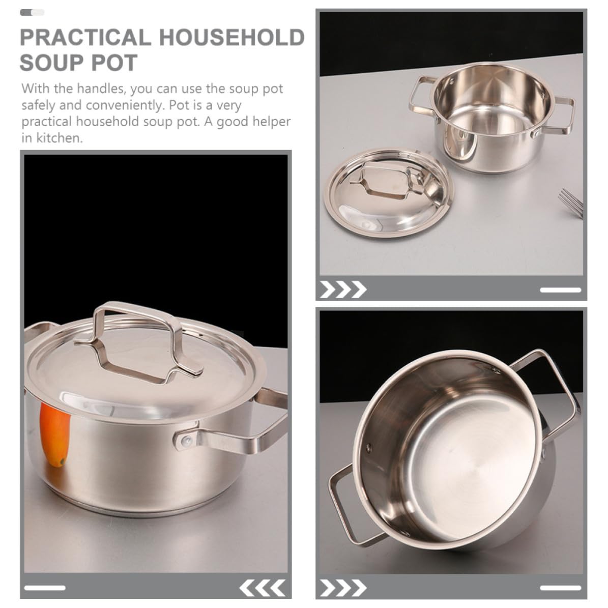 Luxshiny Pentola per Zuppa in Acciaio Inox Argento, 1 Pezzo