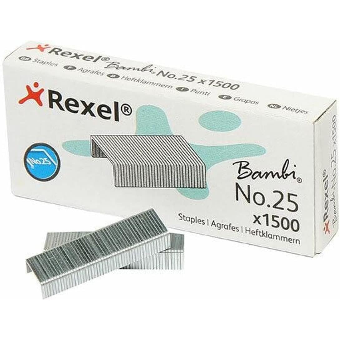 Rexel Set of 3 boxes of 1500 Staples No 25 Zinc Plated