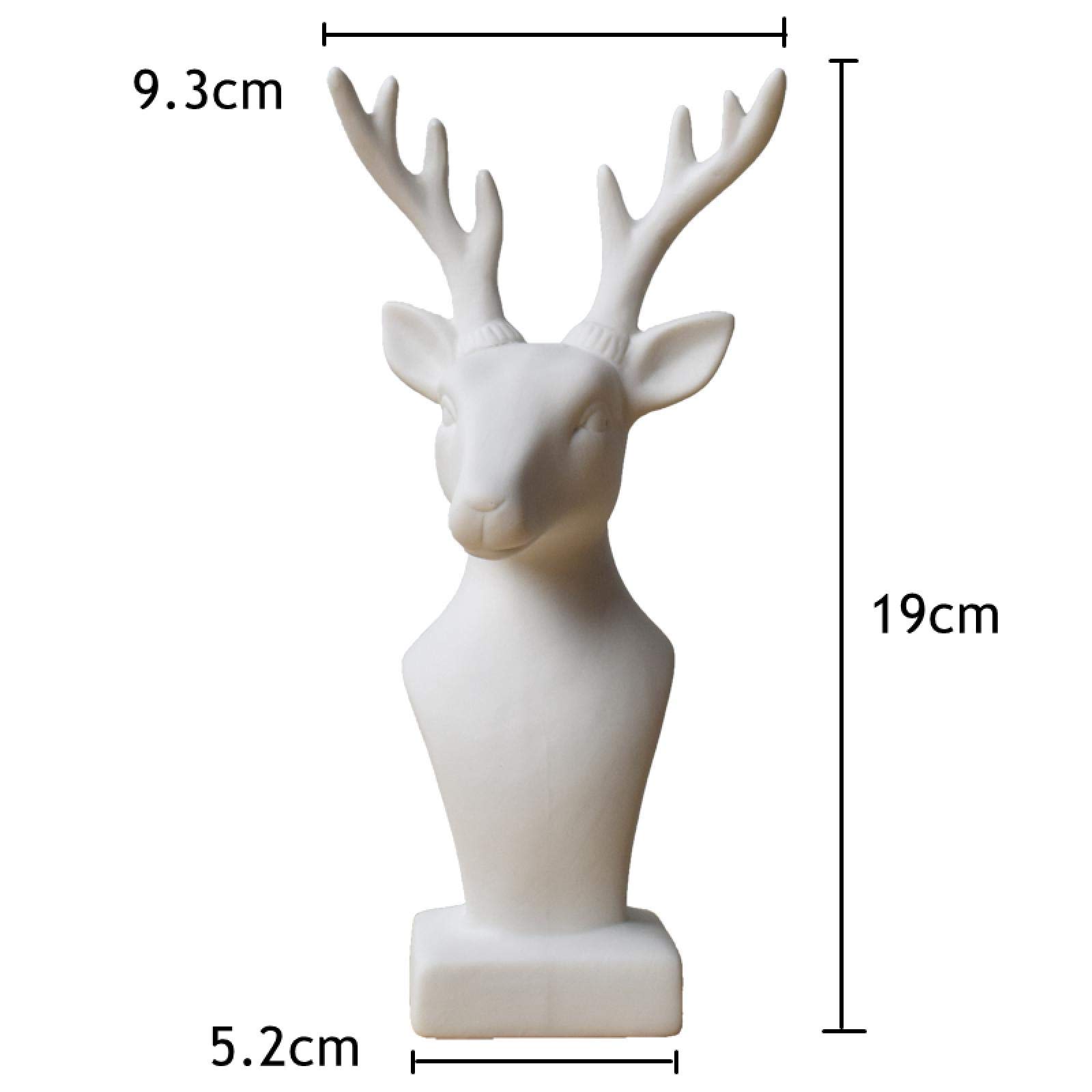 Figurka na prezenty ślubne wystrój biura domowego, małe posągi do dekoracji w domu, 18 cm statuetka głowy jelenia biała ceramiczna figurka renifera zwierzę łoś rzeźba ozdoba