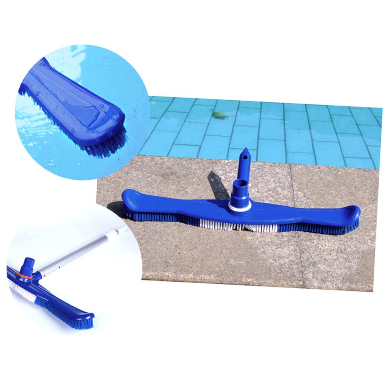 Brosse de Piscine 20 Pouces en Plastique, Robuste, Bleu | Vacances, Brosse de Nettoyage à Poils en Plastique, Accessoire Piscine pour Fond et Parois