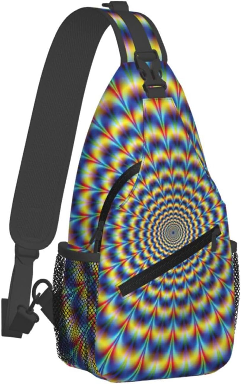 Durable Lightweight spiral optical illusion gif Print Cross chest bag diagonally for Travel Commute Daily Use