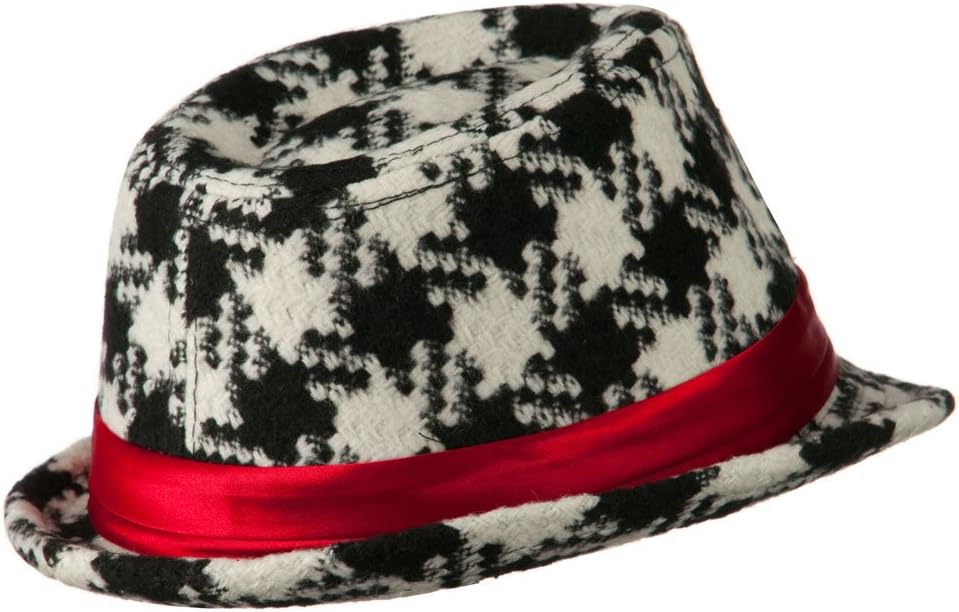 Jeanne Simmons Girls Acrylic Blend Houndstooth Fedora - Black White W18S23C