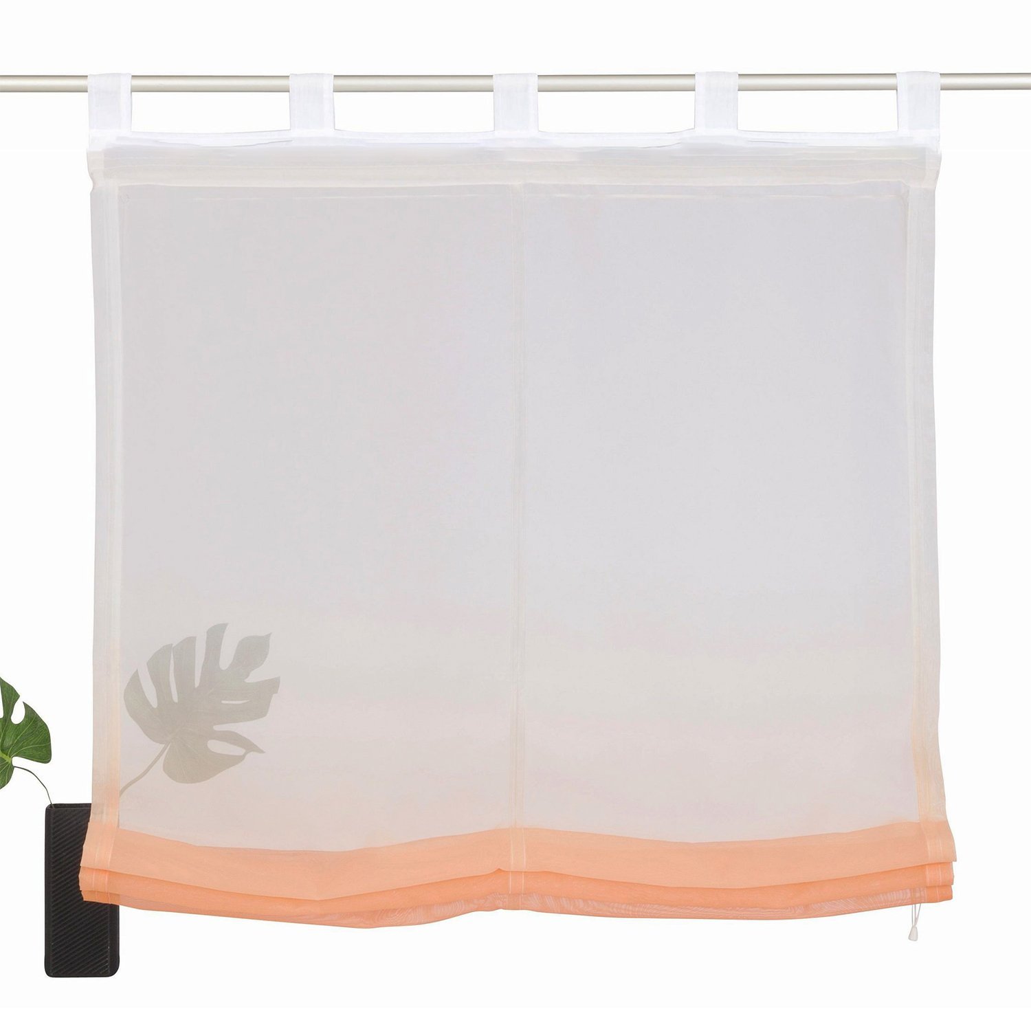 ANGEL BUD Tulle Roman Shade - sheer voile Roman Blinds Lifting Curtains With Loops - 1 Piece Panel - Window Cover for Bedroom, Bathroom, Kitchen - 140x150cm, Orange and white gradient