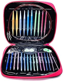 Mufern Conjunto de agulhas de tricô circulares de liga brilhante Alnum Agulhas de crochê intercambiáveis para kit de acessórios de tricô de fio de crochê para presente para iniciantes