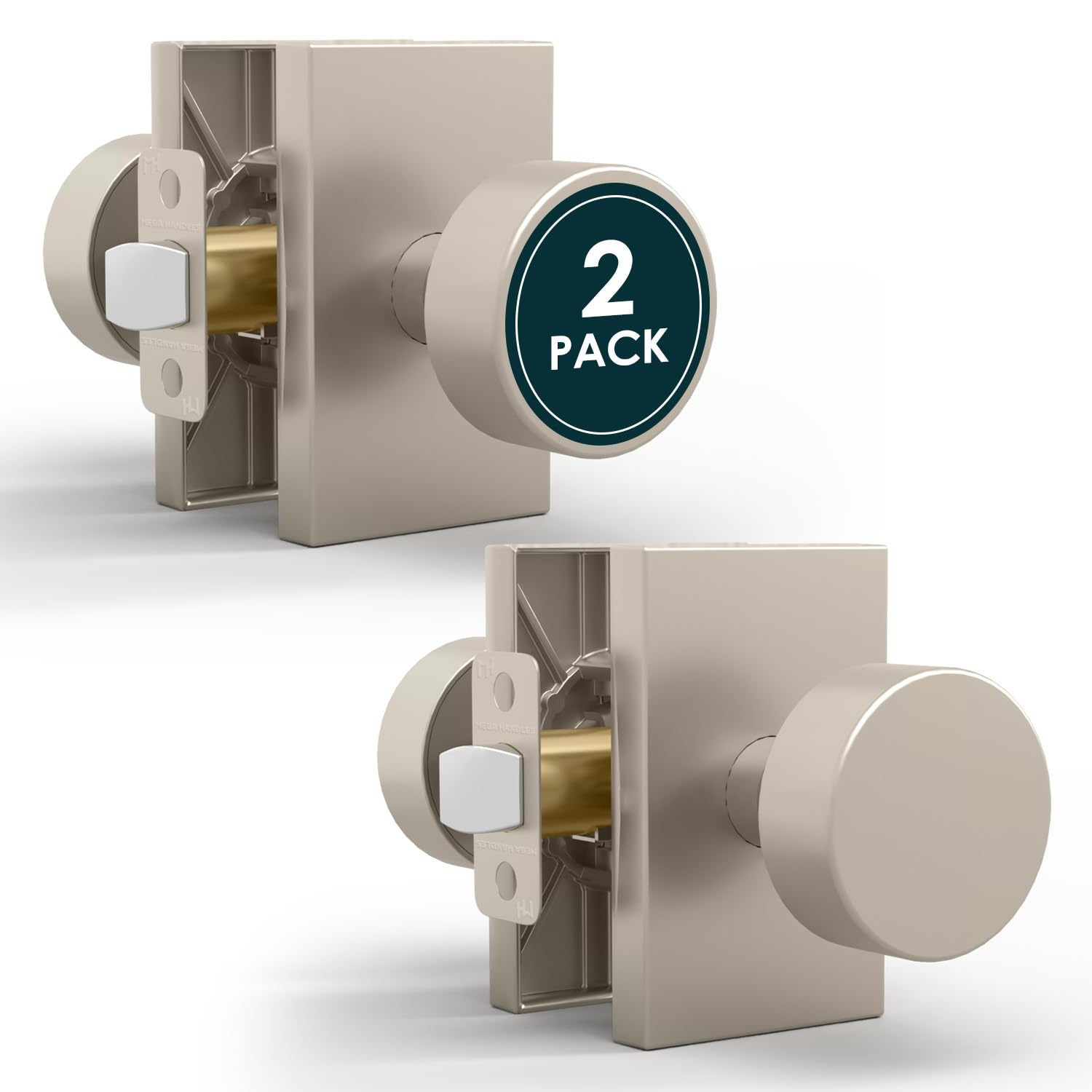 Gold Privacy Door Knobs with Lock - Mega Handles -12