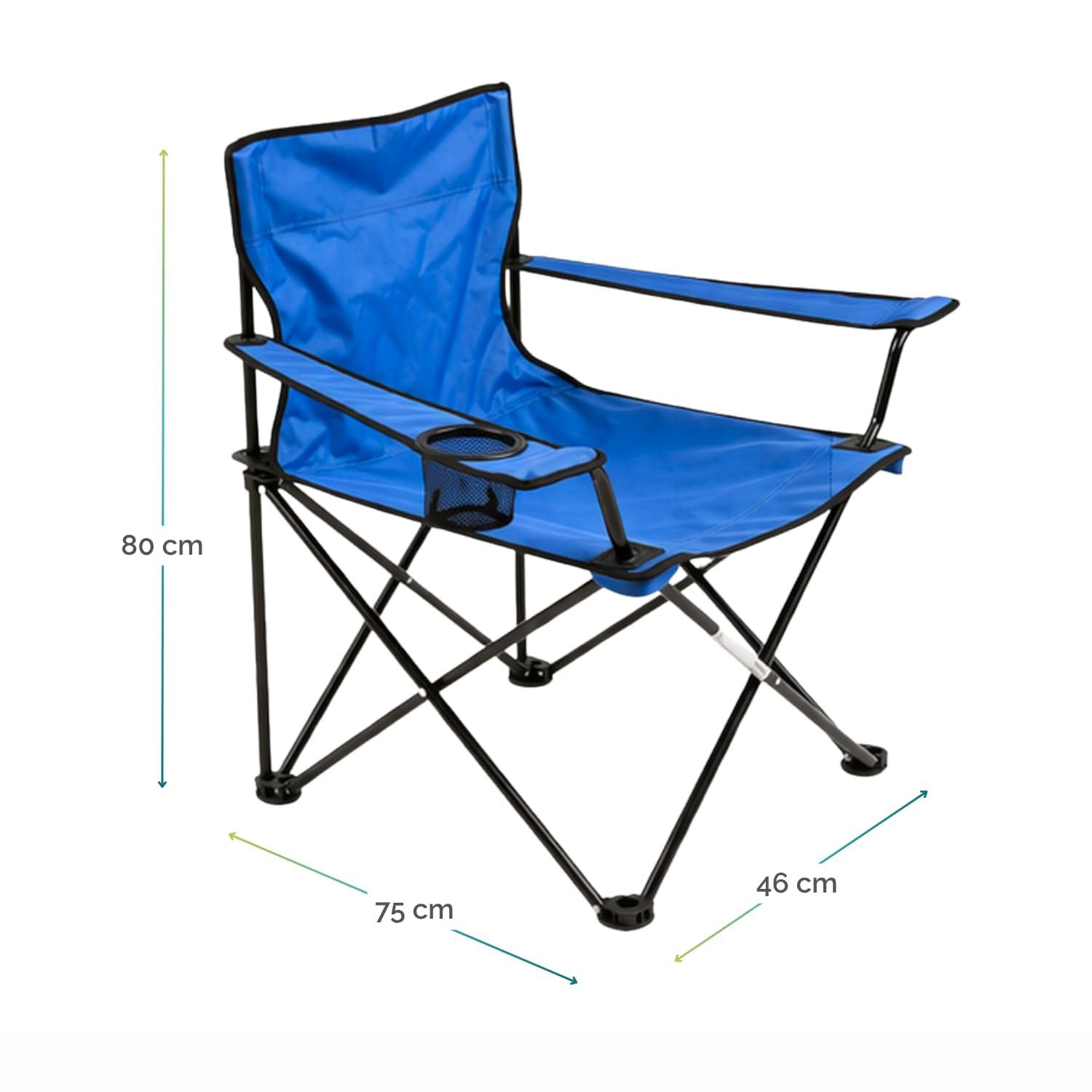 PALUPLUS 2 Sedie da Pesca pieghevoli Blu 75x46x80 cm Struttura tubolare metallo poliestere Braccioli Portabicchiere Sacca Trasporto