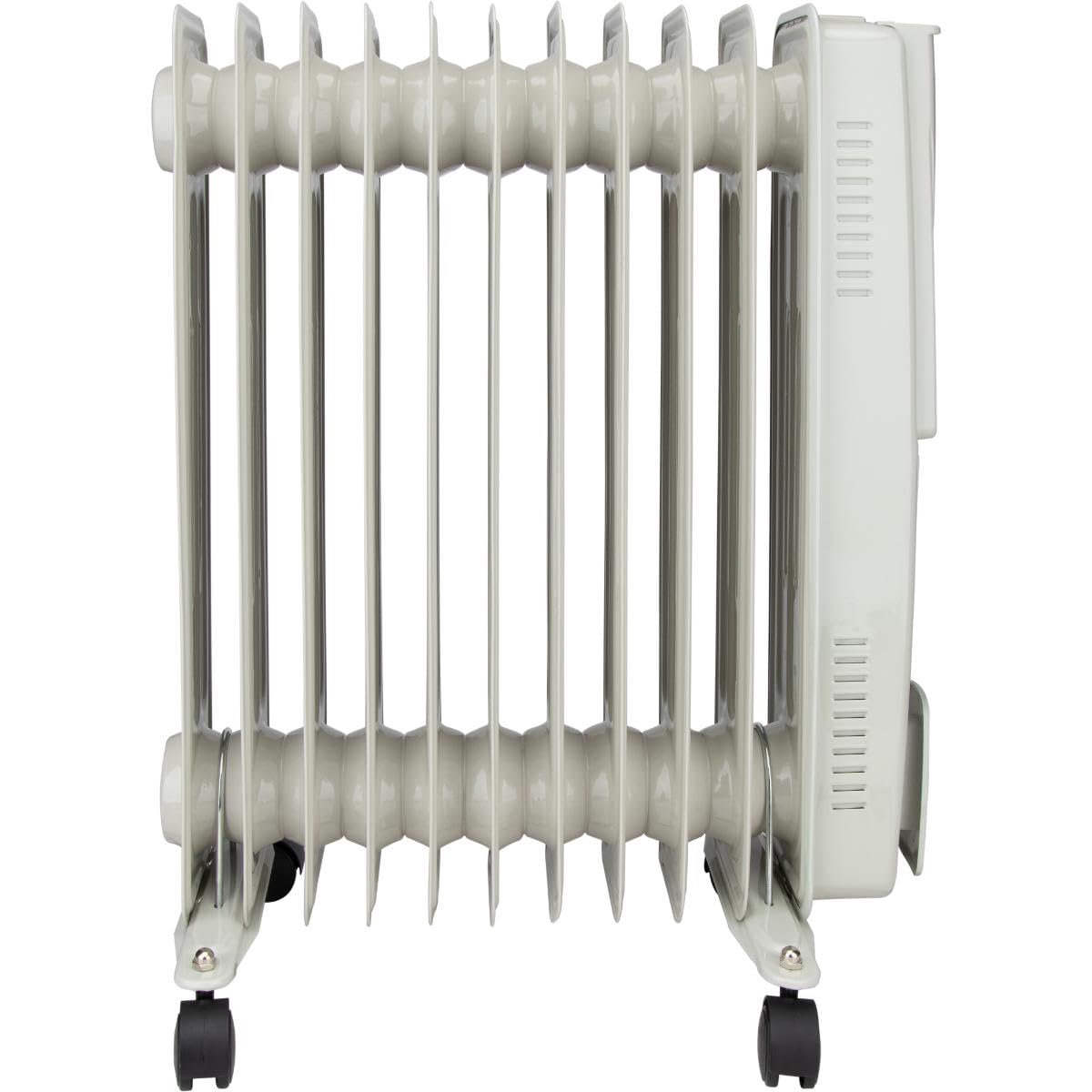 VOLTMAN, Radiador de aceite móvil de 2500 W, Termostato regulable, De 3 a 5 niveles de calefacción, Ruedas integradas, Silencioso, Ideal para salas de estar, Blanco