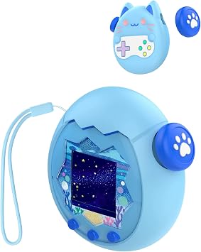 Silicone Case for Tamagotchi Paradise - Soft Protective Cover with lanyard, Comfortable, Portable Anti-Scratch Skin for Pet Game Machine,Blue