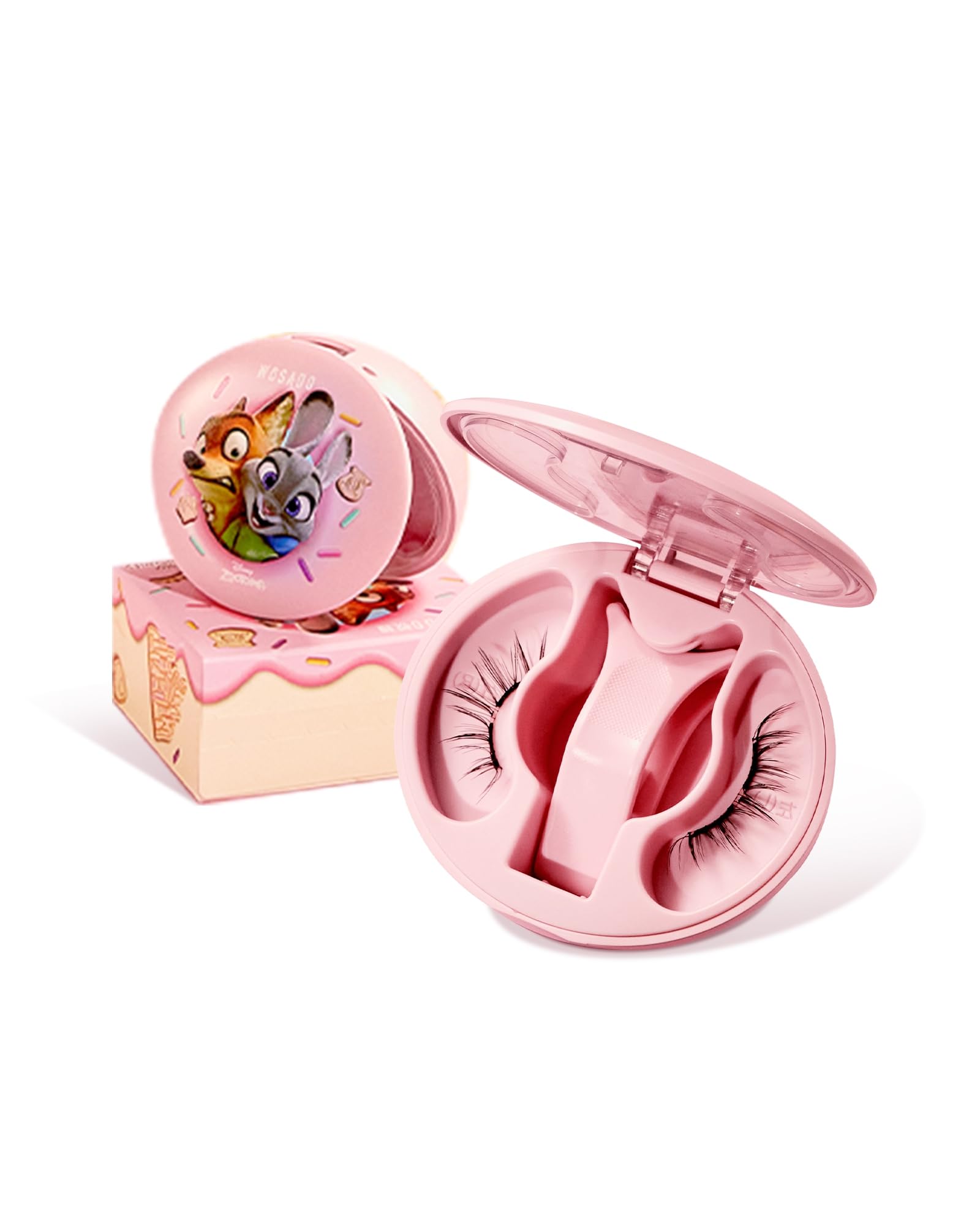 WOSADO×Zootopia1 Soft Magnetic Eyelashes Kit with Applicator, Disney [No.18 Velvet Black] 21.5mm Reusable Glue-free Magnetic Lashes, Cruelty-free