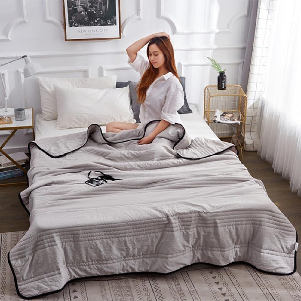Coperta rinfrescante calmante per la notte, coperta rinfrescante per dormire durante la notte, leggera e traspirante, reversibile per tutte le stagioni, lavabile in lavatrice (cammello, 150 x 200 cm)