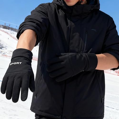Miniatura 7 de Guantes de invierno para hombres y mujeres, guantes de ciclismo resistentes al viento para clima frío para hombres, guantes de correr al aire libre