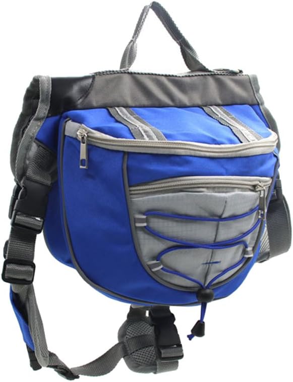 Dog Backpack Adjustable Bag for Dogs Outdoor Travel Hiking Camping Training Carriers Portable Breathable Saddle Bag (Blue Medium)