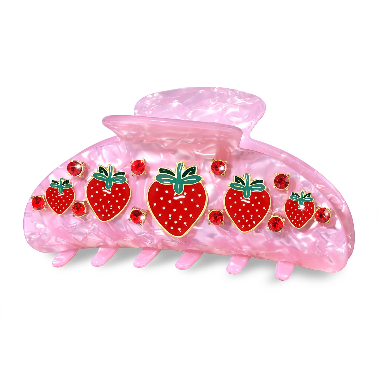 PHALIN Fruit Hair Clips for Women Jeweled Strawberry Hair Claw Clips 4.6 Inch Big Acetate Hairgrip Summer Beach Accessories Outfits Gifts (Pattern B)