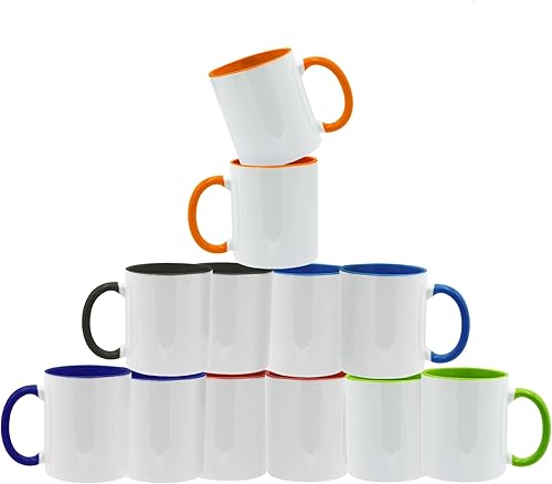 Miniatura 9 de Rockin Tazas de sublimación, 11 onzas, tazas de café en blanco de cerámica para sublimación, juego de 24 tazas de té blanco, ideales para paquetes a