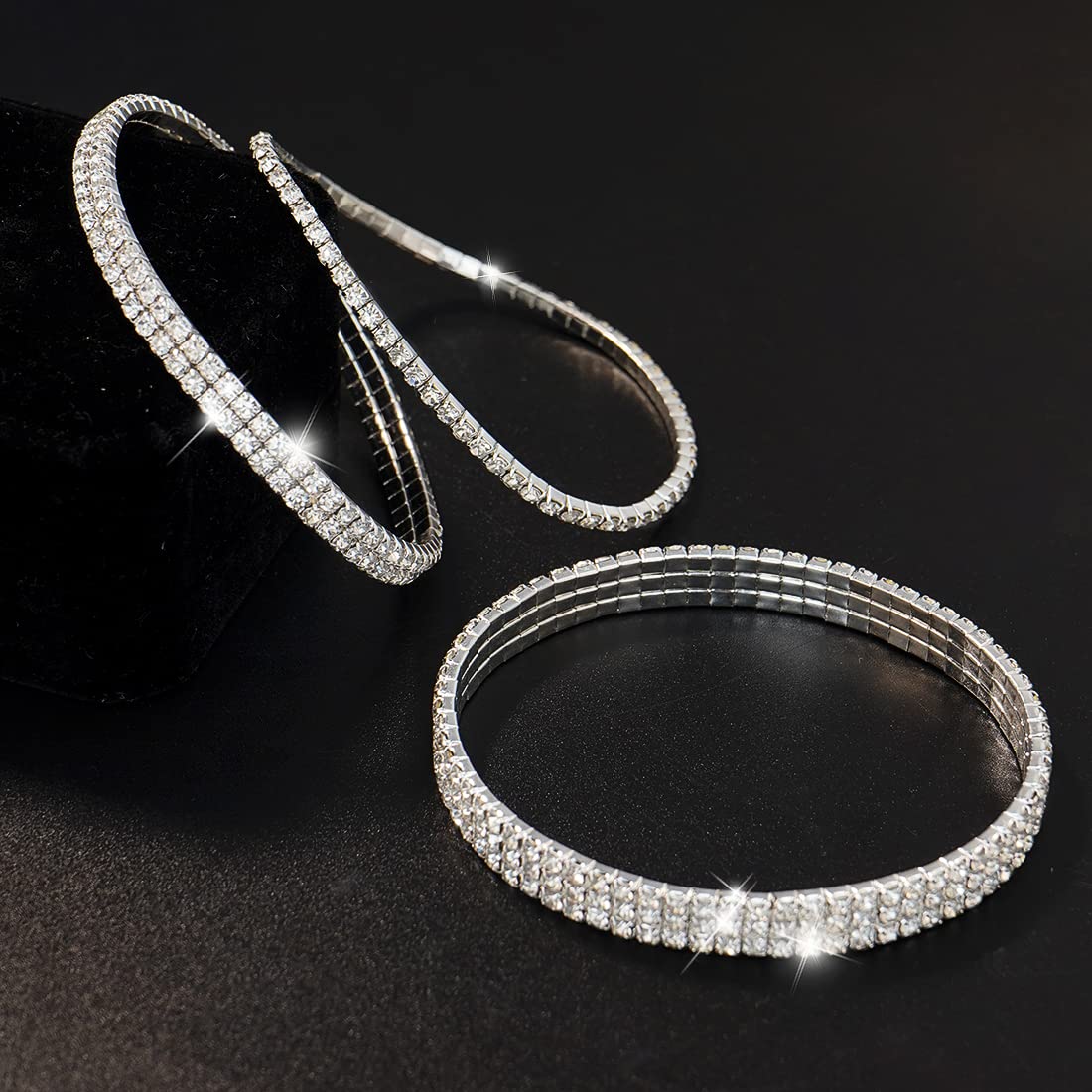 Suyi Braccialetto alla Caviglia in Cristallo per Catena Elastica da Donna con Cavigliera Elasticizzata da Tennis con Diamanti