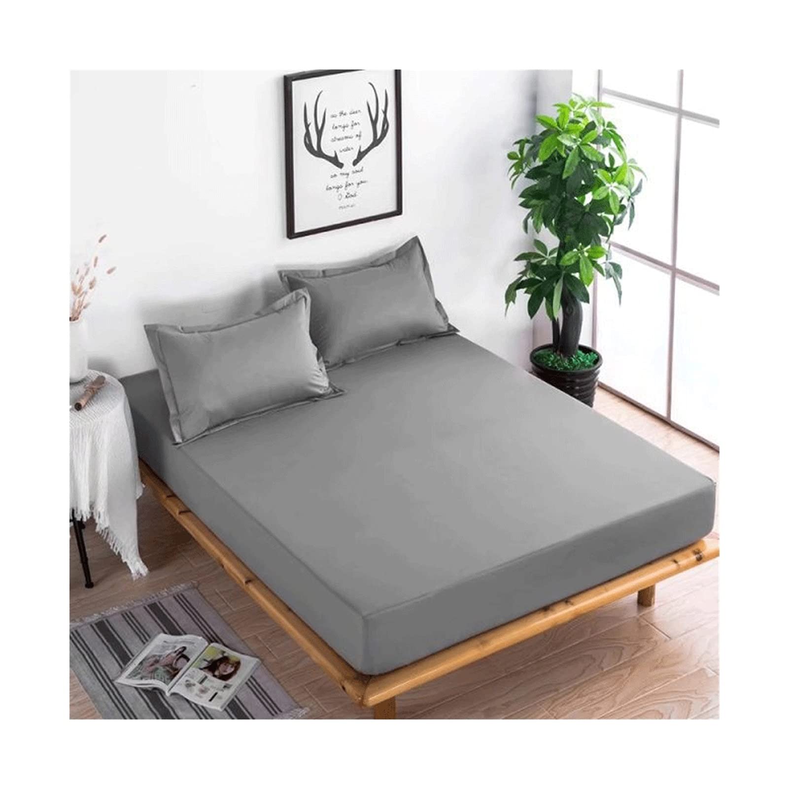 Housse de matelas imperméable 150x200 gris argent pour des nuits sereines