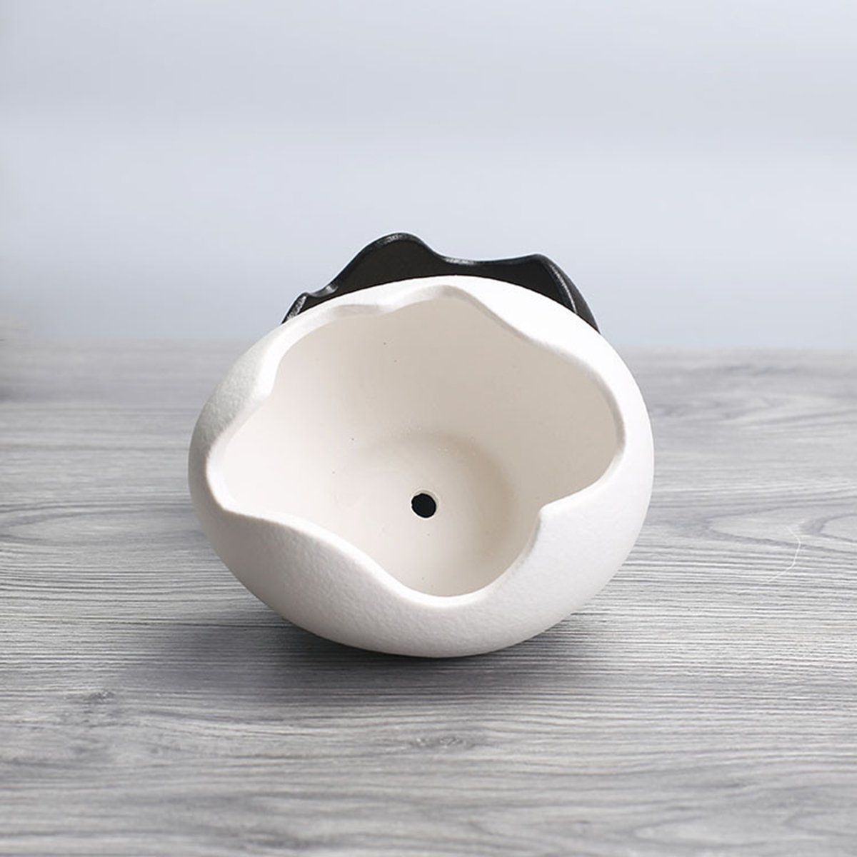 Besttimes Vaso Per Pi Grasse Ovale In Ceramica - Set Da 2 (Bianco E Nero) Per Decorazione Interni, Scrivania O Ufficio