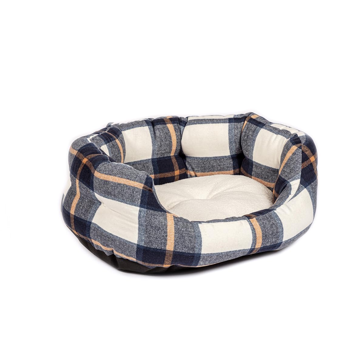 Danish Design Navy Bowmore Brushed Check Design Dog/Puppy Deluxe Slumber Bed Small 24in