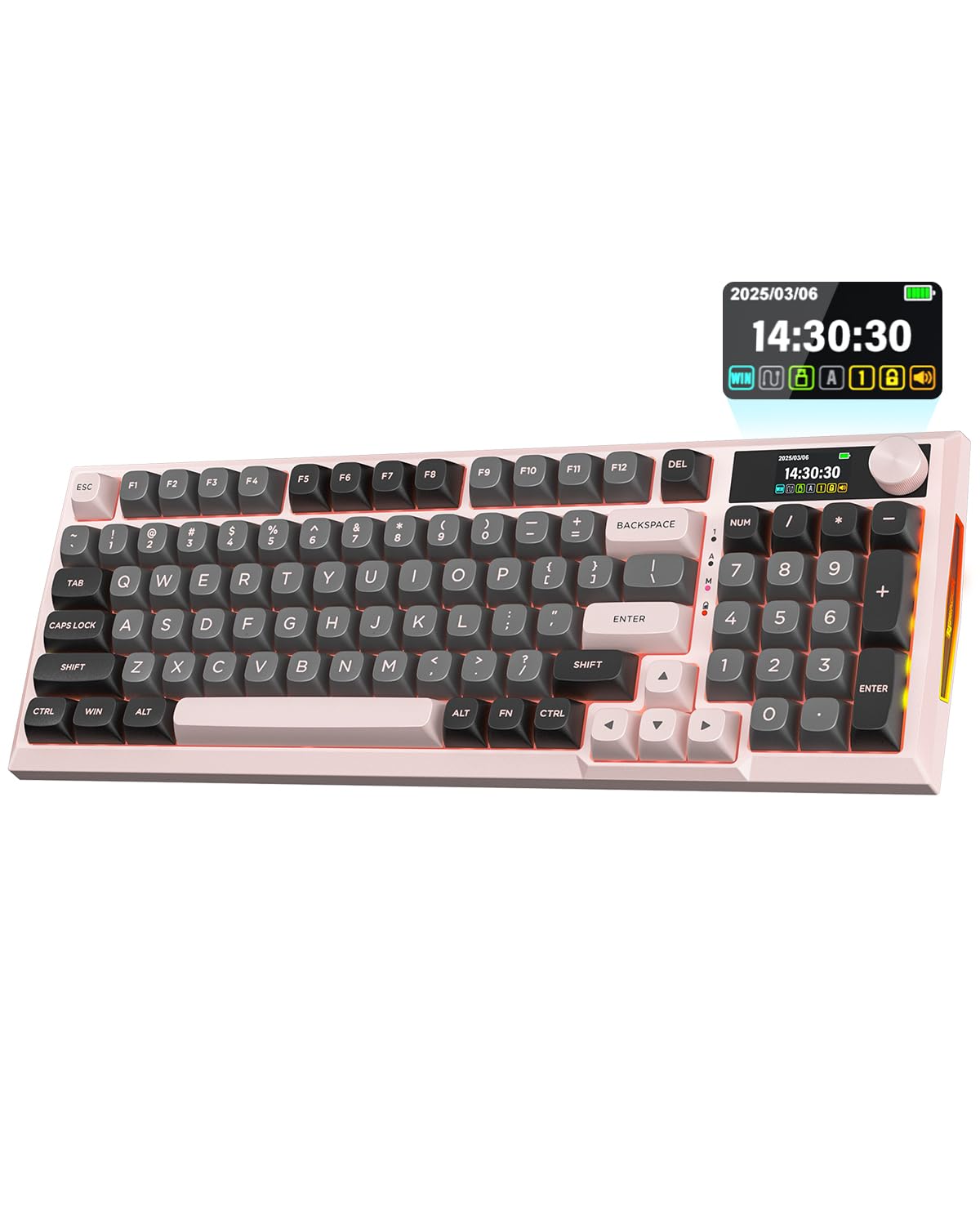 Redragon K725 Wireless Mechanical Keyboard with LCD Smart Screen Control Knob Tri-Mode 2 4G Bluetooth Type-C Hot-Swap Gasket