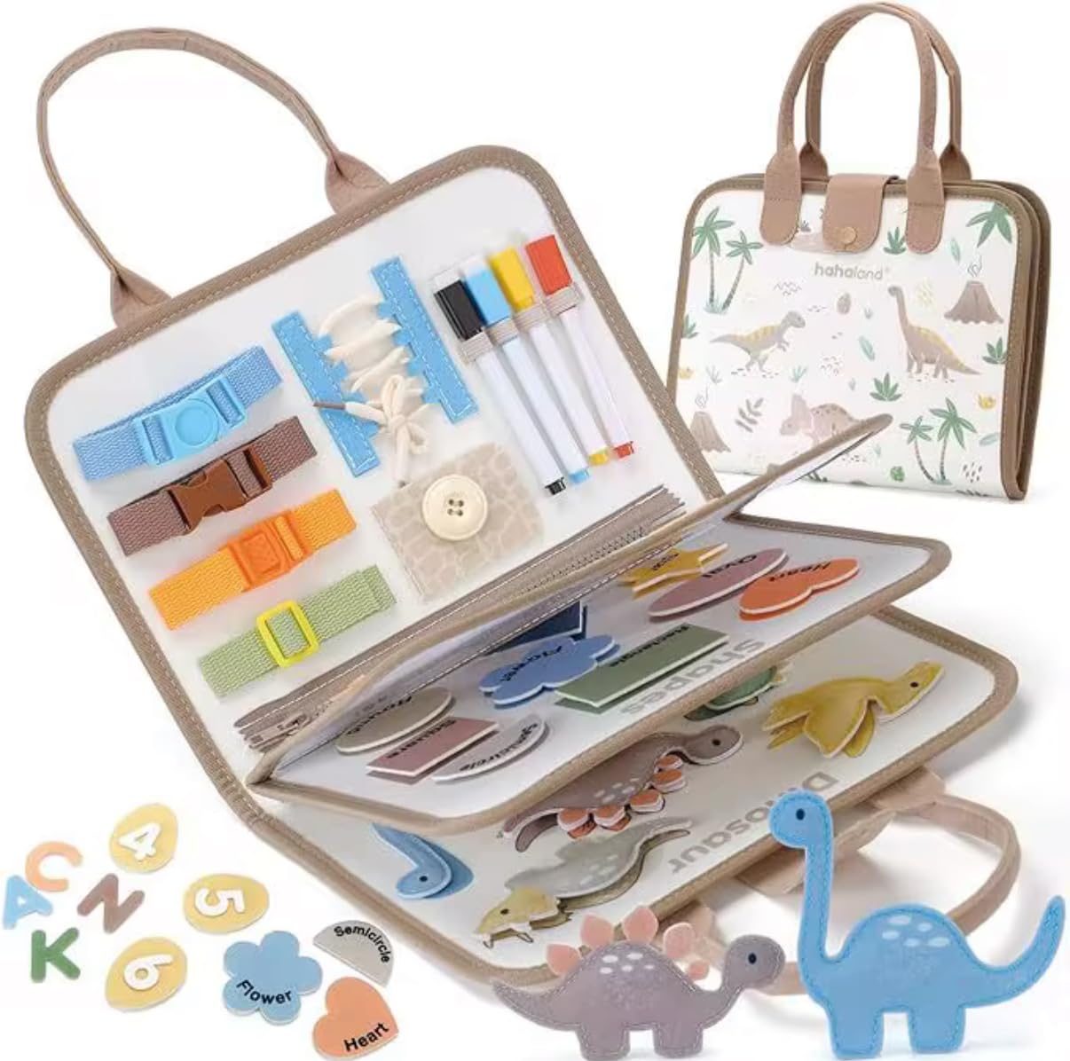 Busy Board for Toddlers, Montessori Sensory Toy with Alphabet, Numbers, Shapes & Fine Motor Activities