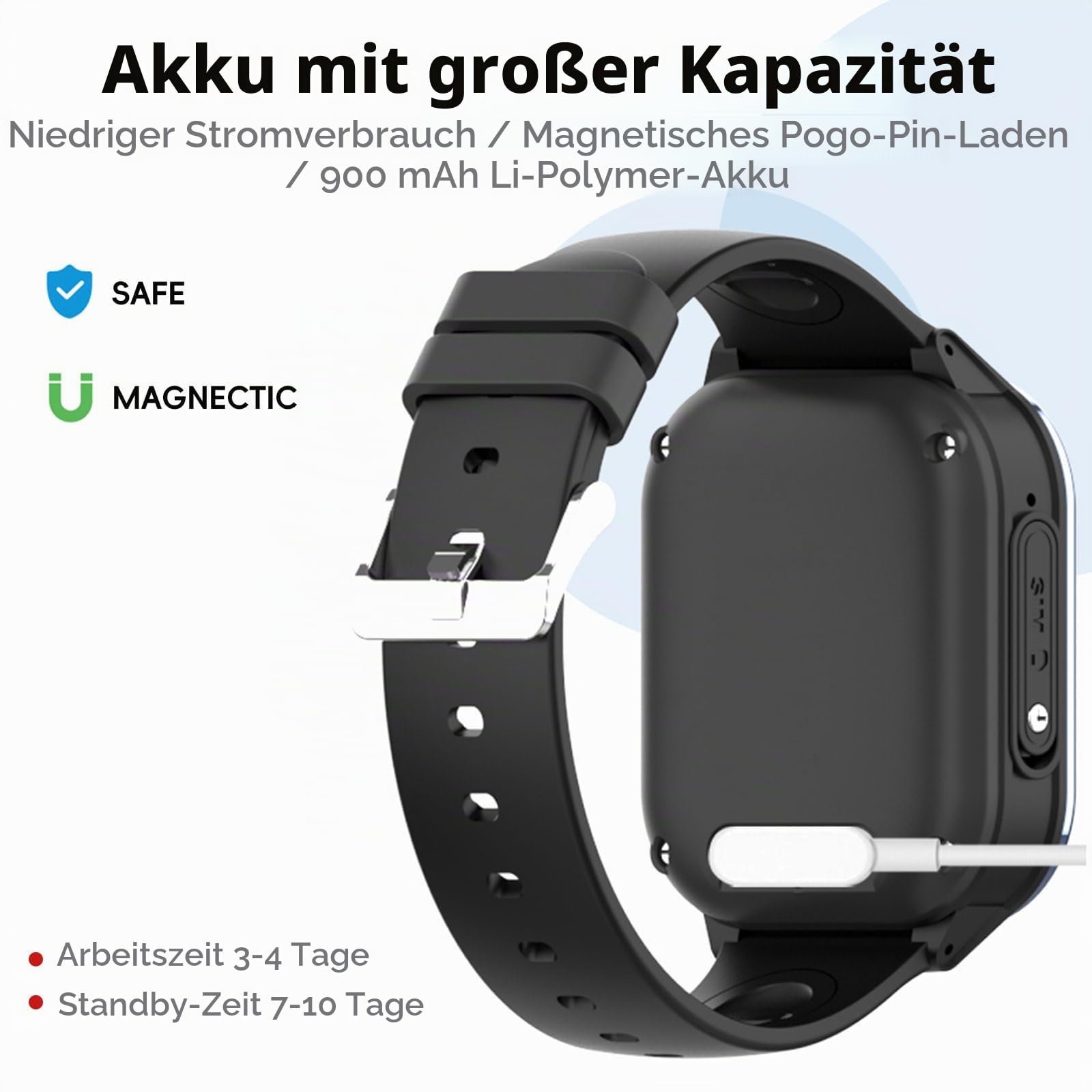 PTHTECHUS Uhr Kinder 4G, Armbanduhr mit Videoanruf, WiFi/GPS Tracker/Bluetooth Musik Schulmodus SOS Wecker, 900 MAh Lange Standby-Zeit, Kinder Smart Uhr für ab 5 Jahren, Zartes Rosa