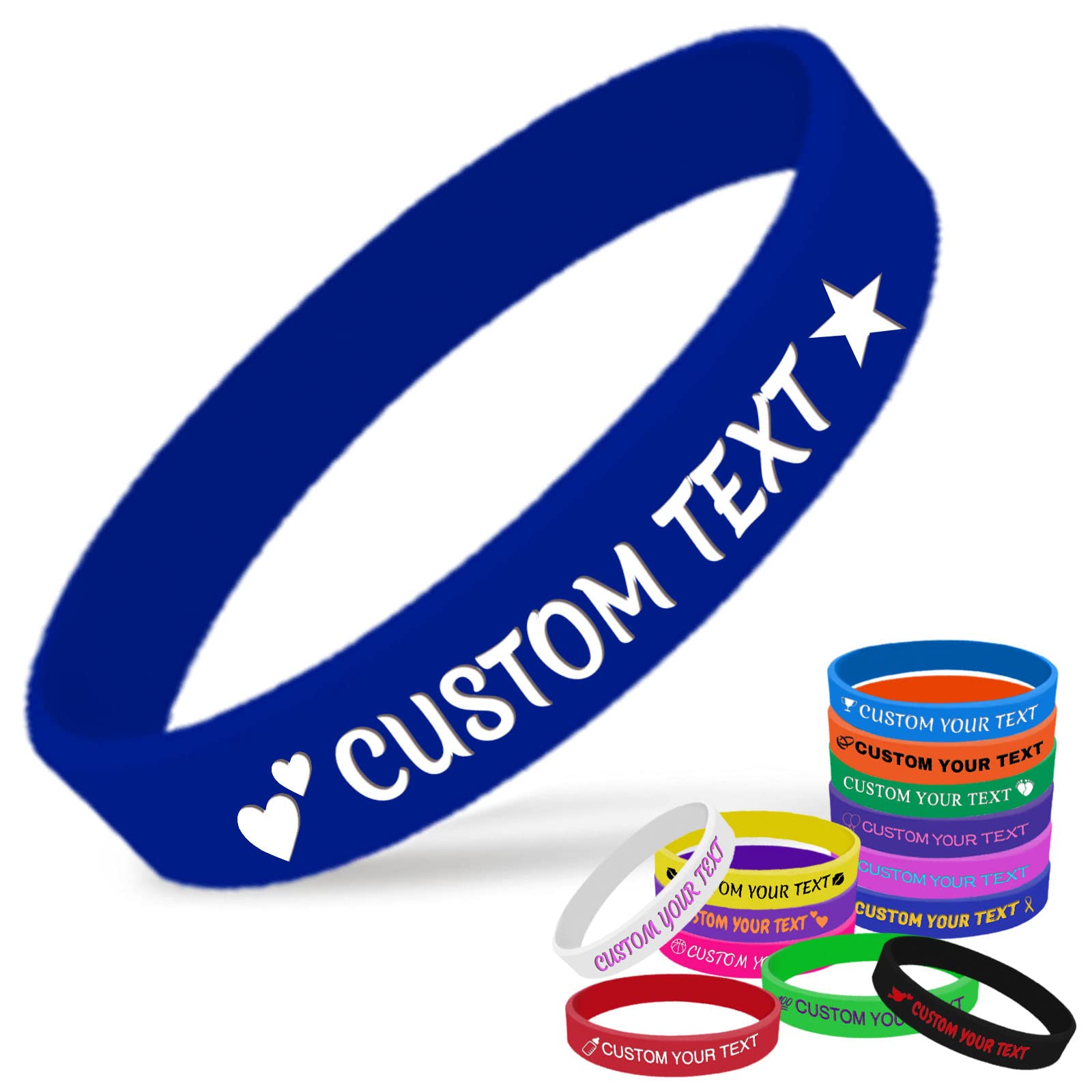 Aolun Personalised Silicone Wristbands Custom Engraved Rubber Bracelets Customised Wristbands with Text for Events, Gifts(30 50 100 200 pack)