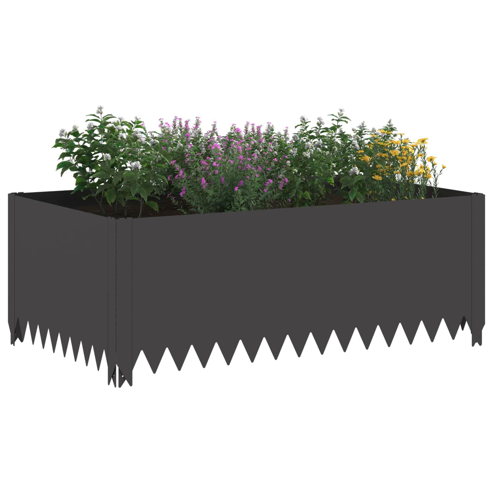 Bordure de pelouse en acier noir 100 x 60 x 35 cm