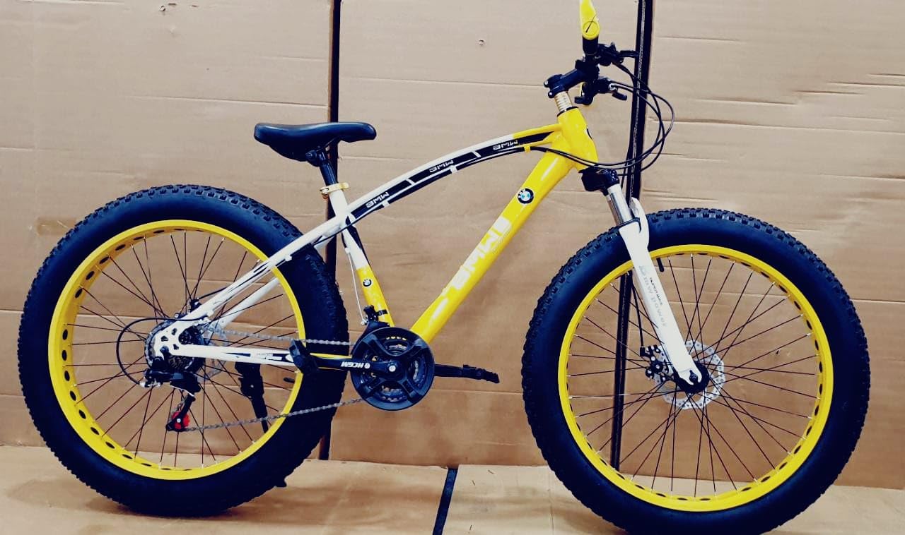 Sunspeed SleekFat 26 Inch Fat Tyre Gear Cycle for Men & Women | 21-Speed Shimano Gear Bicycle with Dual Disc Brakes, Front Suspension, Carbon Steel Frame, Spoke Rims, MTB for Adults| Yellow-image-47