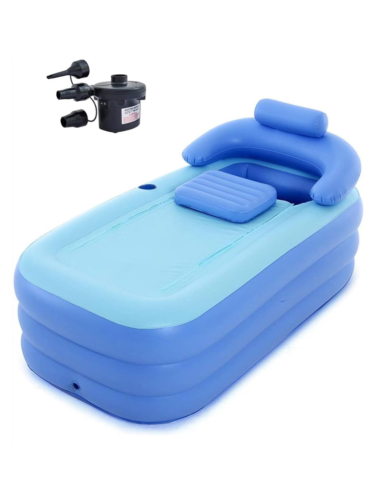 Aufblasbare Badewanne für Erwachsene - Badewanne aufblasbar. Elektropumpe - Stabile 3-Kammer Faltwanne für Garten, Balkon, Camping & Indoor