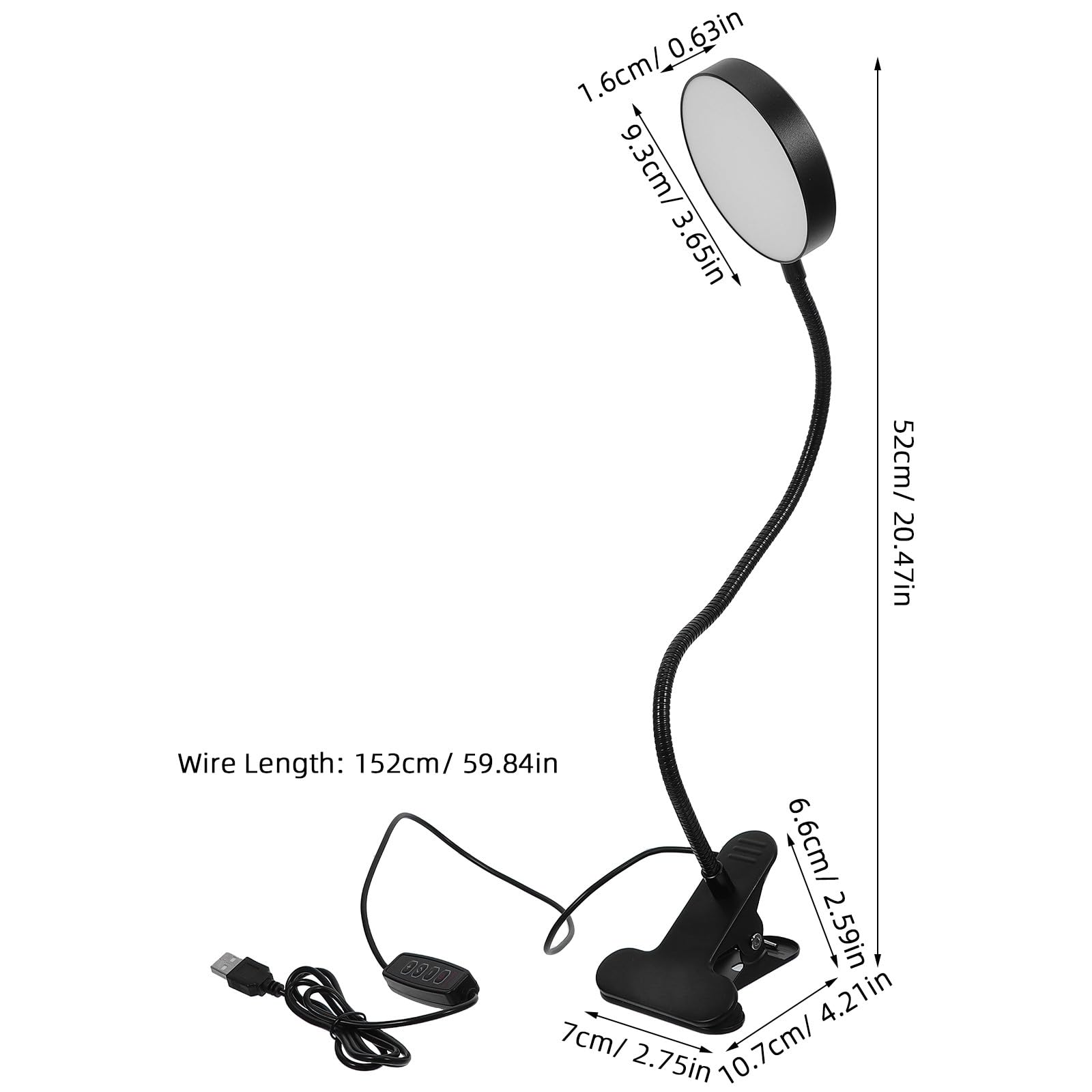 Operitacx Lámpara de lectura con clip para el cuidado de los ojos - 3 modos de luz, 10 niveles de brillo regulables - Lámpara de escritorio con clip de cuello de cisne flexible de 360° para