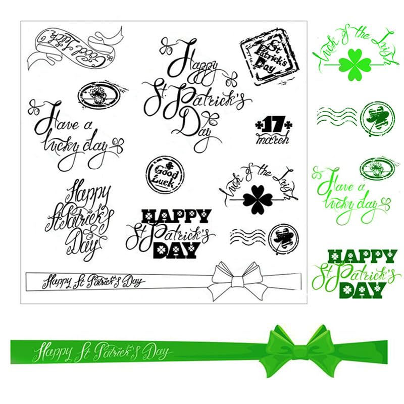 Arbuya Happy St Patricks Day Phrase Sentiment Clear Stamps For Decorative Card Making Journaling