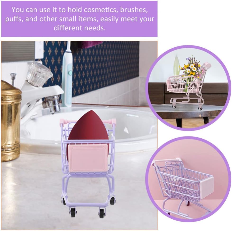 Operitacx 2pcs Miniature Shopping Cart Decorative Toy for Boy Girl Adults for Home Decoration Storage and Photography Props Cute Design