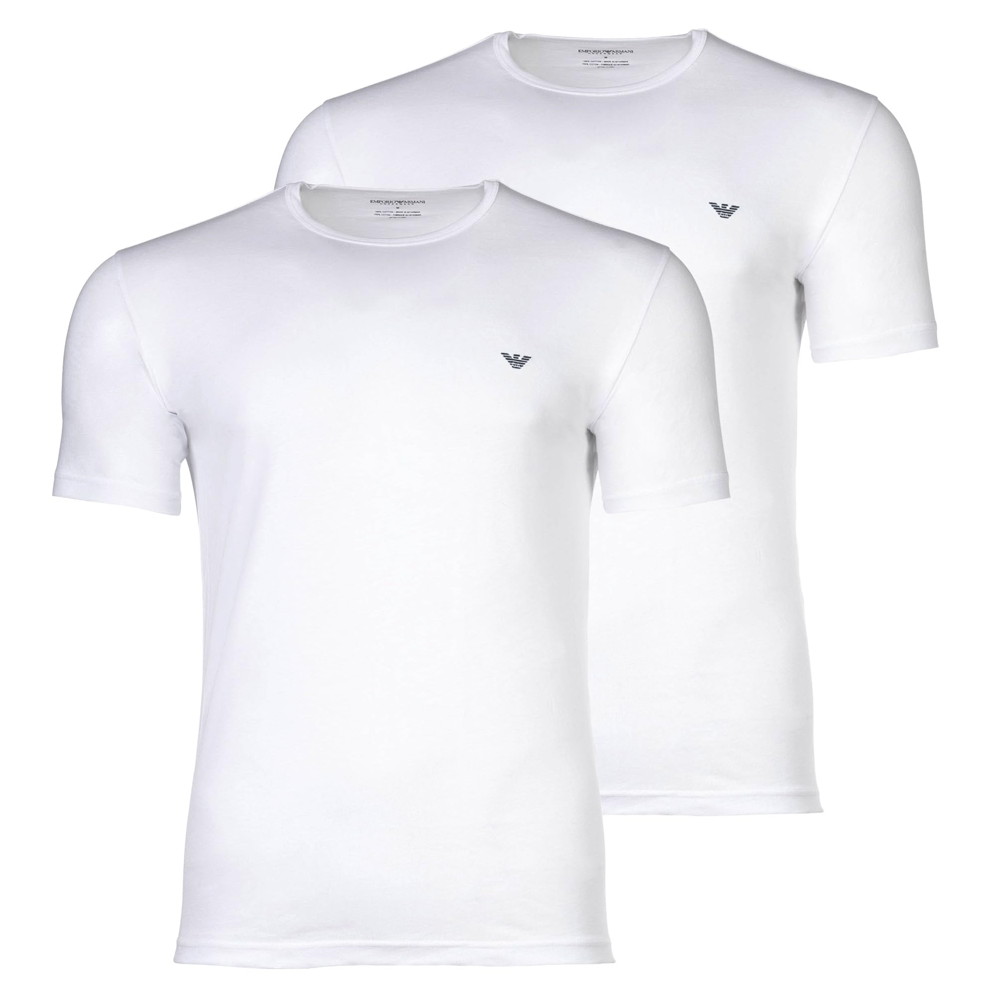 Emporio Armani Man's Soft Touch Bamboo Viscose 2-Pack Crew Neck T-Shirt, White, M, Fitted