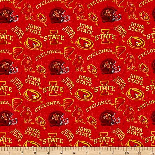 ncaa iowa state cyclones 1178 tone on tone maroonredyellow fabric by the yard