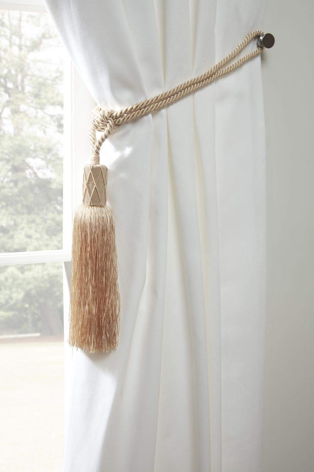 Julian Charles Pink Trellis Blush Tassel Curtain Tieback Pair - One Size
