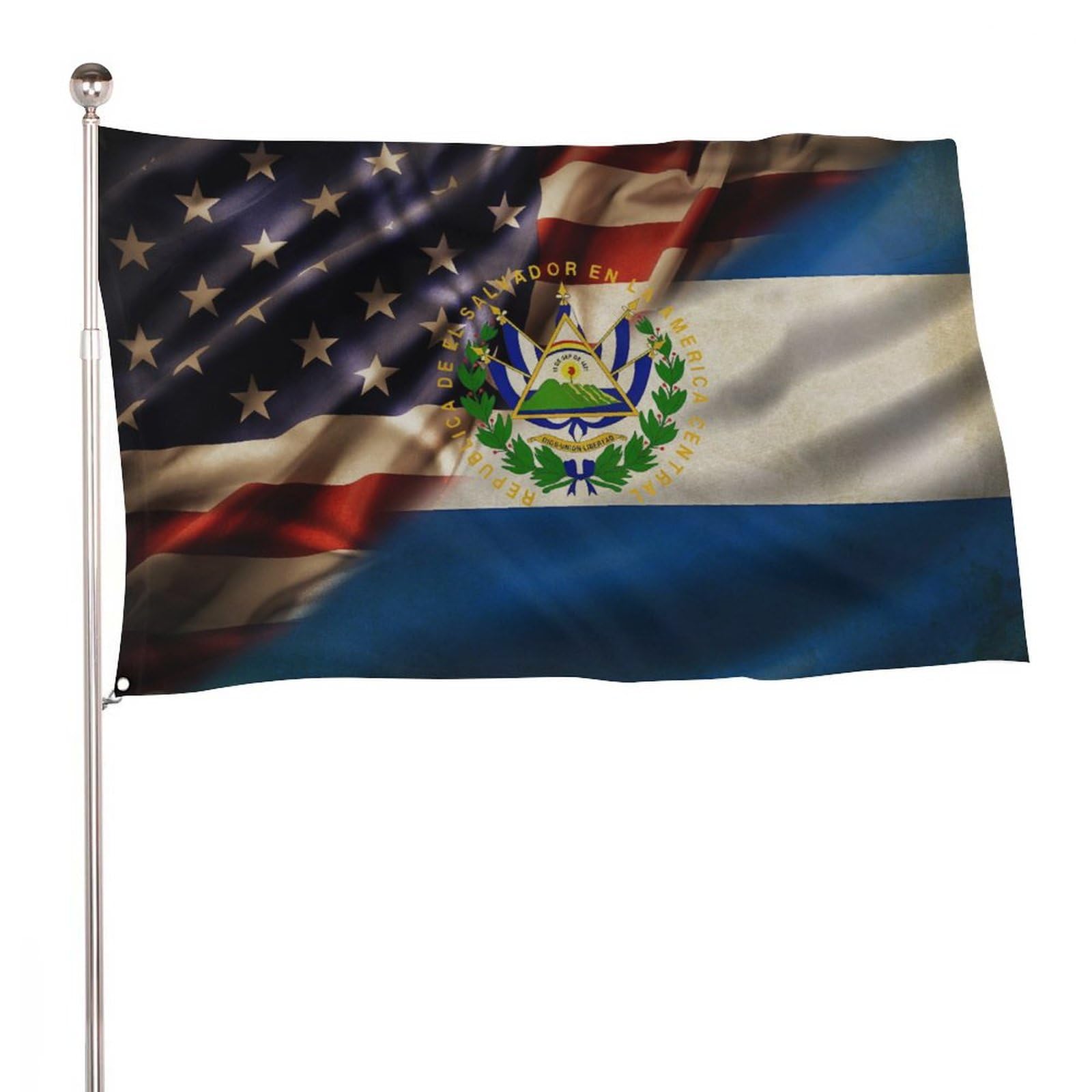 Grand drapeau salvadorien et américain 152 x 244 cm de haute qualité