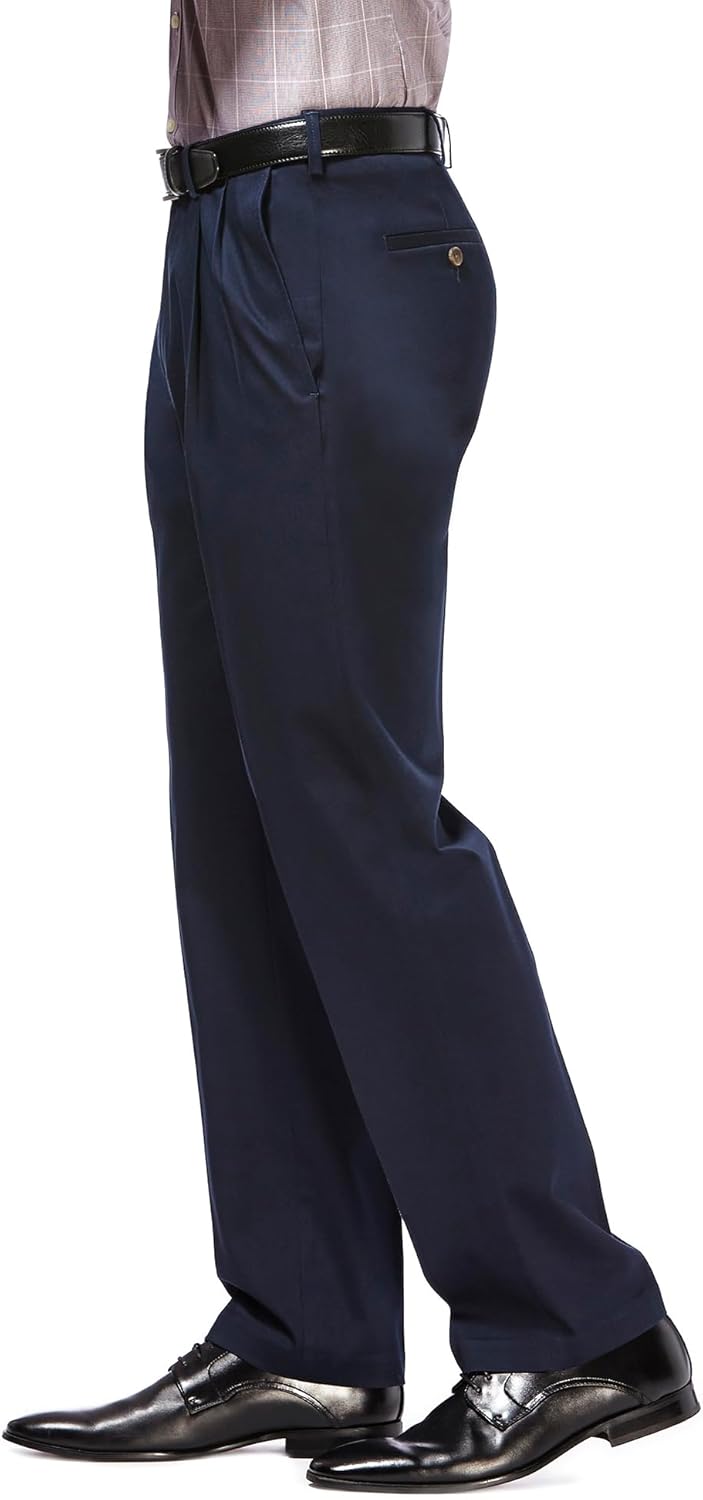 Haggar Men's Premium No Iron Khaki Classic Fit Pleat Front Pant (Regular and Big & Tall Sizes) - Image 2