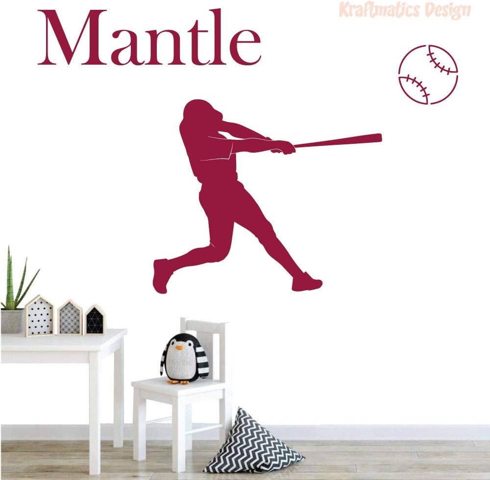 Baseball Player Batting Personalized Name Nursery Wall