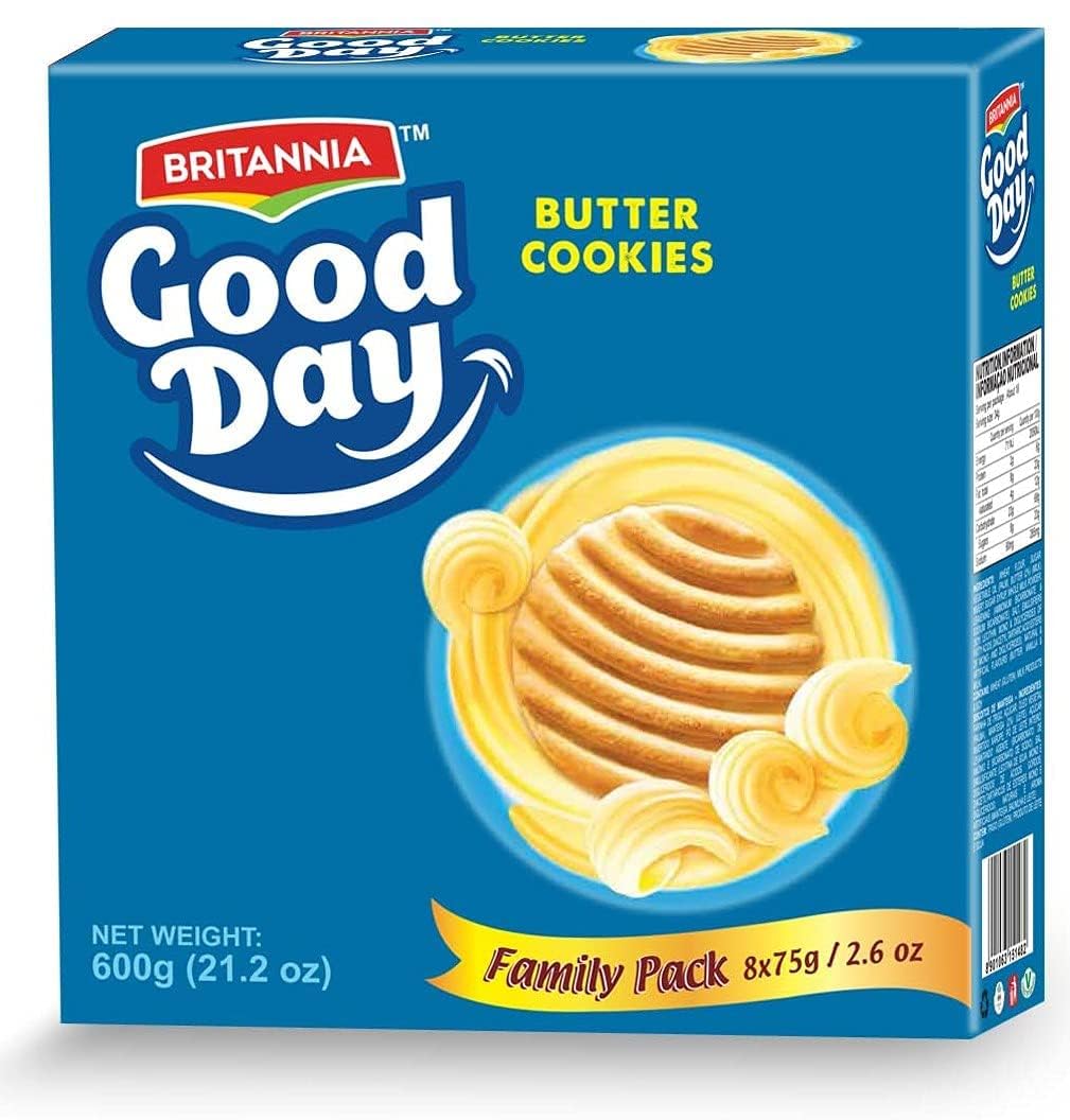 Britannia Good Day Butter Cookies Family Pack 21.2oz (600g) - Breakfast & Tea Time Snacks - Delicious Grocery Cookies (Pack of 1)
