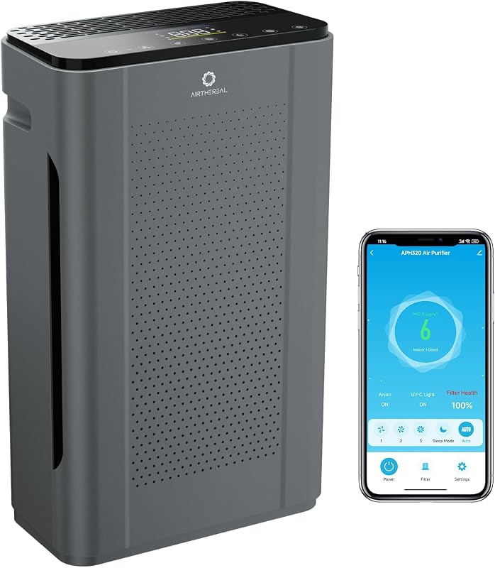 AIRTHEREAL APH320 WiFi Air Purifier, H13 Ture HEPA, 188 CFM, UV-C