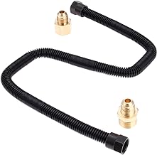 Aupoko 24" Non-Whistle Flexible Flex Gas Line Connector Kit, 3/8" Male Flare x 1/2" Male NPT Fitting end, 3/8" Male Flare x 1/2" Female NPT Fitting, Fit for LPG & NG Propane Fire Pit Hose & Fireplace