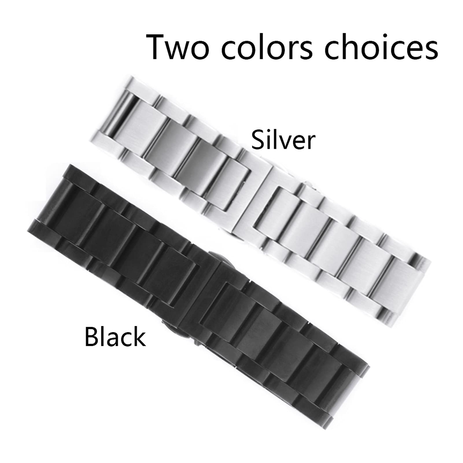 Bracelet de Montre 20/22mm adapté pour Gear S3 Bracelet en Acier Inoxydable Solide extrémité incurvée Bracelet de Remplacement Poignet Frontier Classique