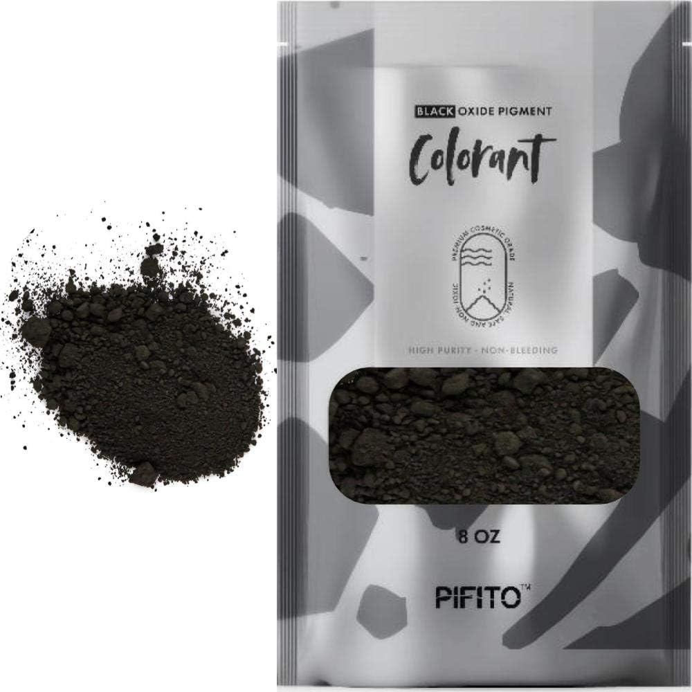 Pifito Black Iron Oxide Pigment Colorants (8 oz) - Cosmetic Grade Bulk Coloring Powder Kit for Soap Making Supplies, Bath Bombs, Slime