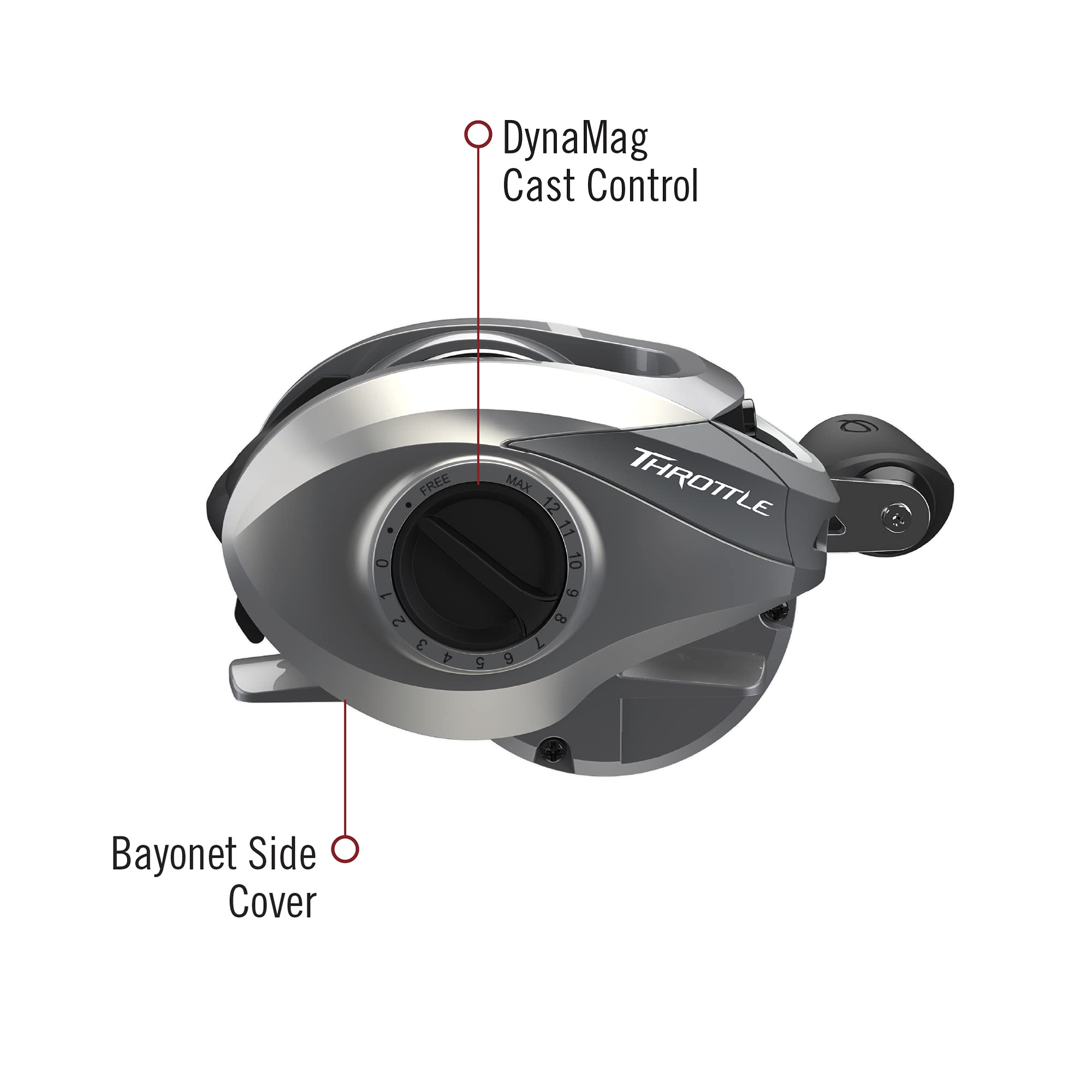 Quantum - Carrete de Pesca con Acelerador, rodamientos de Bolas 7 + 1 con una relación de Engranaje Suave y Potente 7.3:1, piñón de Cero fricción, Control de fundición DynaMag y pomos de Mango