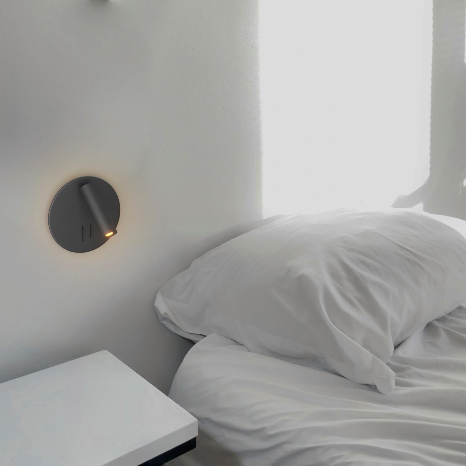 BARCELONA LED - Applique murale "Quart" avec lumière de lecture orientable et lumière d'ambiance - 3W + 6W - Blanc chaud 3000K - Idéal pour têtes de lit, chambres, salle d'étude.