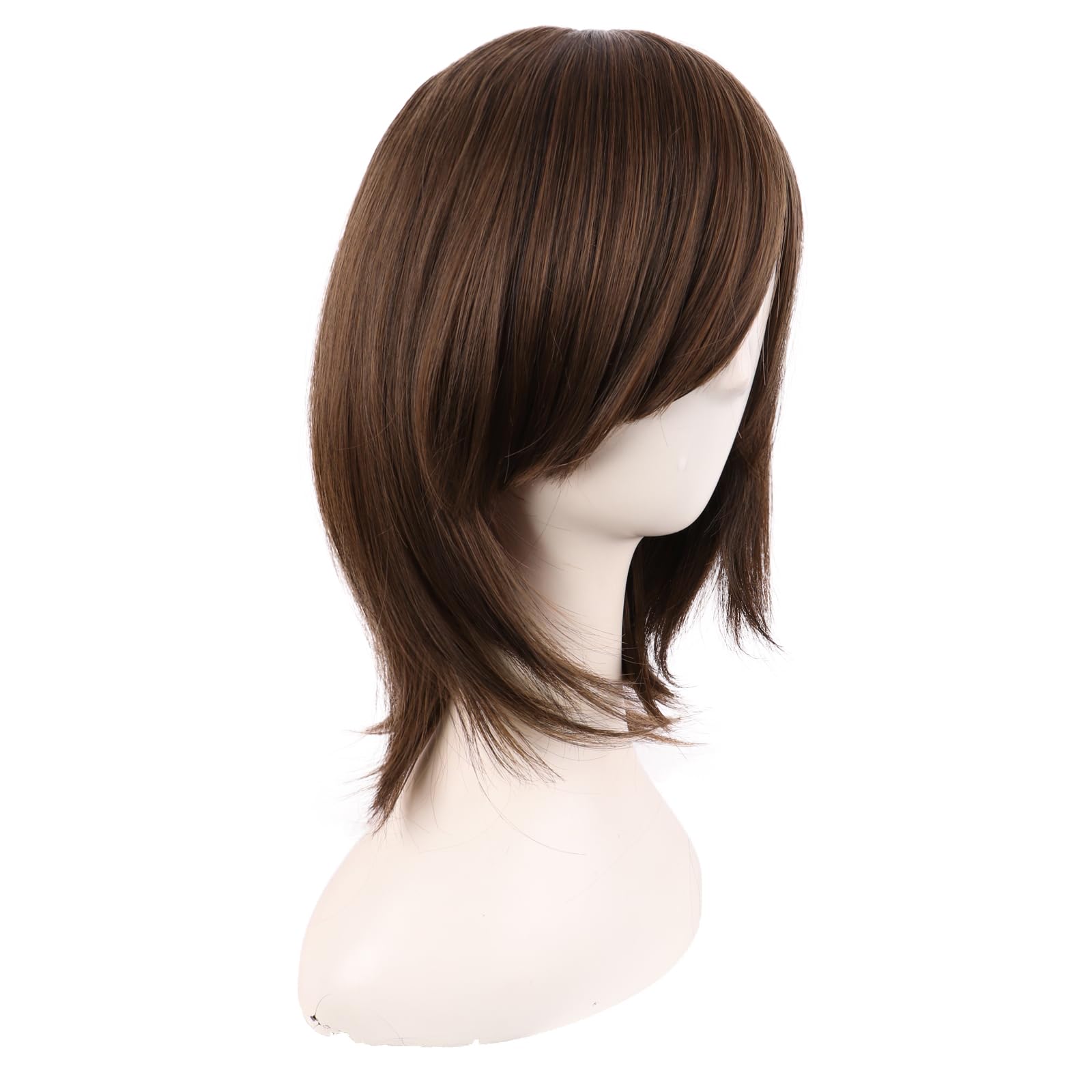 MapofBeauty 14 Inch /35 cm Female Models Medium Length Straight Hair Cosplay Bob Wig (Brown), 21.5 inches - Image 3