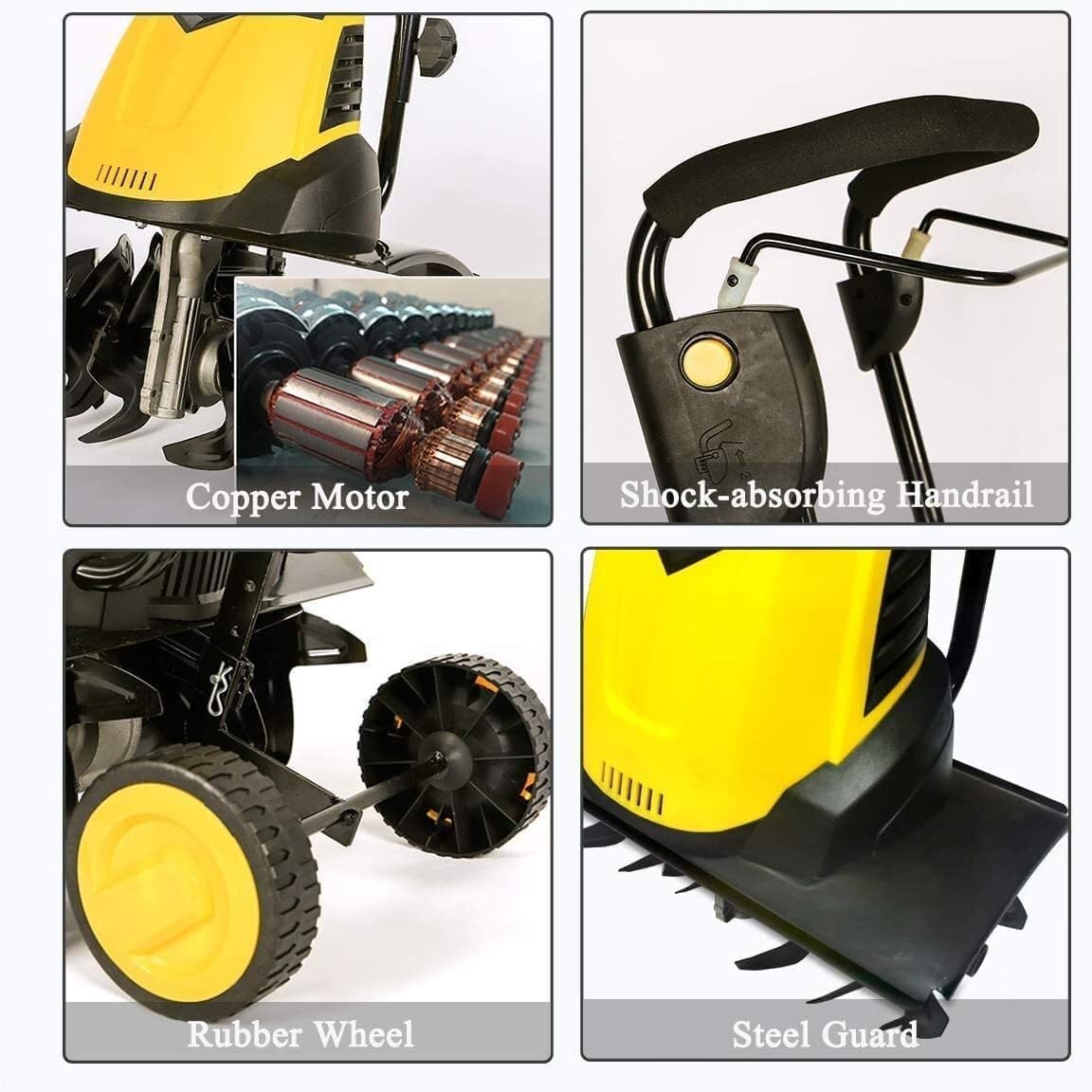 Coltivatore Rotavator Rotavator, 6 Lame, Profondità Di Lavorazione 22 Cm, Larghezza Aratro 45 Cm, Zappa Rotativa Pieghevole, Per Prato, Orto Per La Posa Del Manto Erboso O Per La Preparazione Di Aree