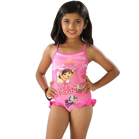 Fascinating Lingerie The Little Princess-Girls Lovely Multi Pink Color Scoop Neck One Piece Swim Suit