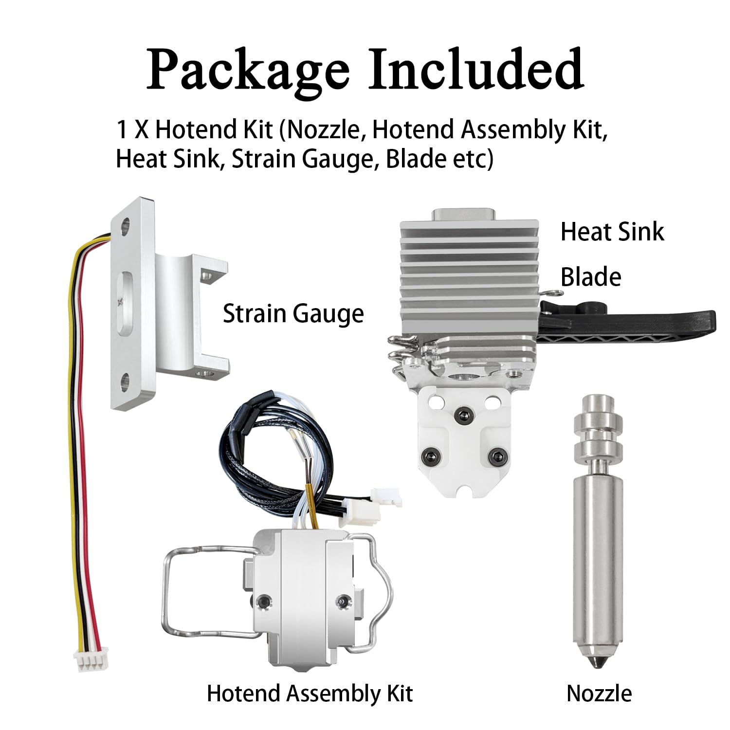 HzdaDeve 0.4MM Kobra X Kit de montaje de calefacción de extremo caliente Extrusora de cabeza de impresión Cubierta de silicona de disipador de calor de cerámica de extremo caliente de acero endurecido