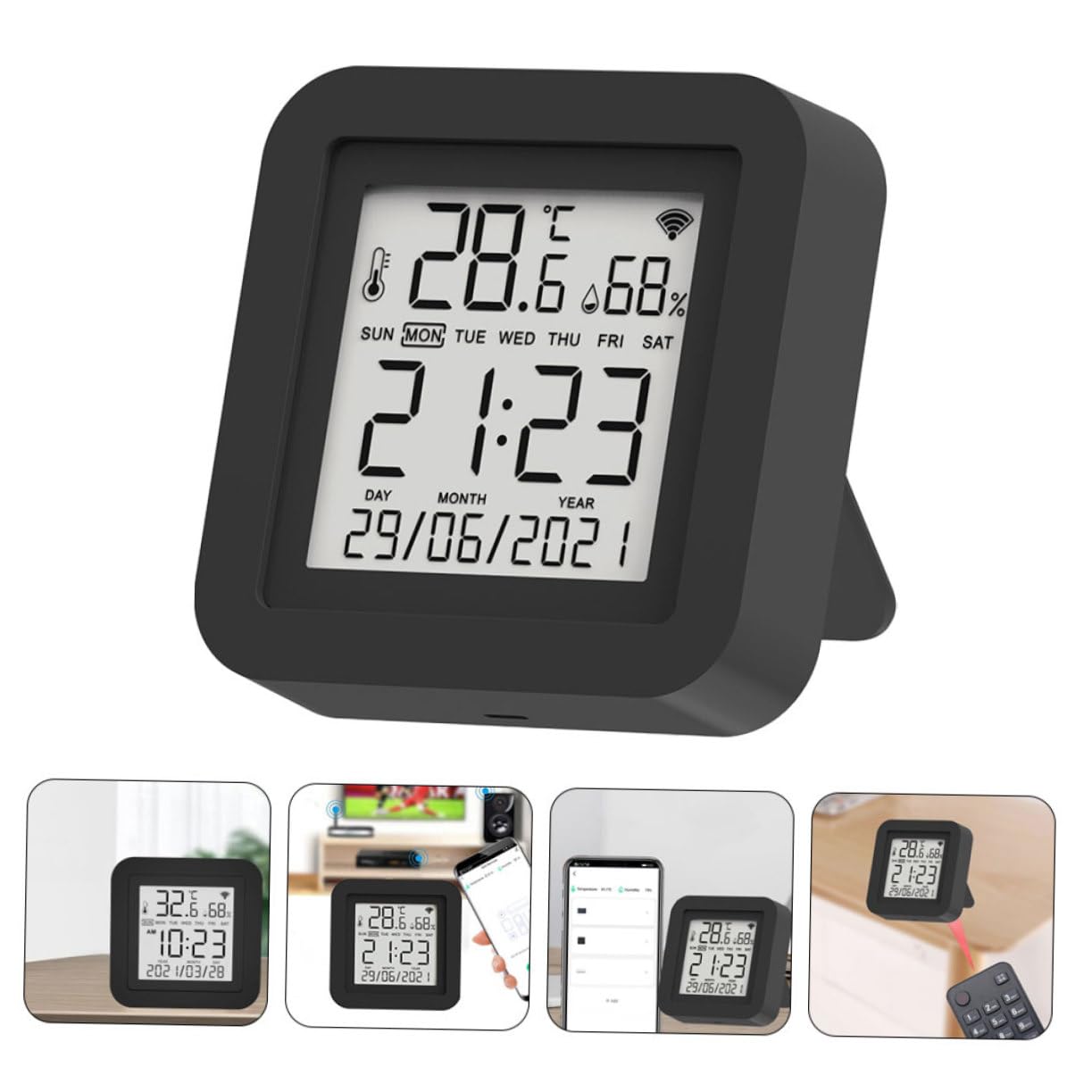 Misuratore di Umidità Digitale per Uso Domestico Igrometro Elettrico Multiuso Display Ampio Termometro USB per Case Uffici Ambienti Coltivati Moderni Laboratori e Altri Luoghi